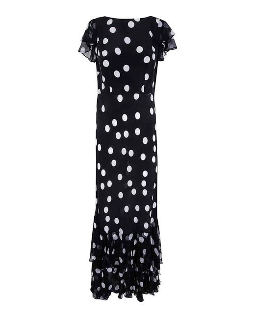 Rixo Black Ordinia Dress Mono Polka Dot