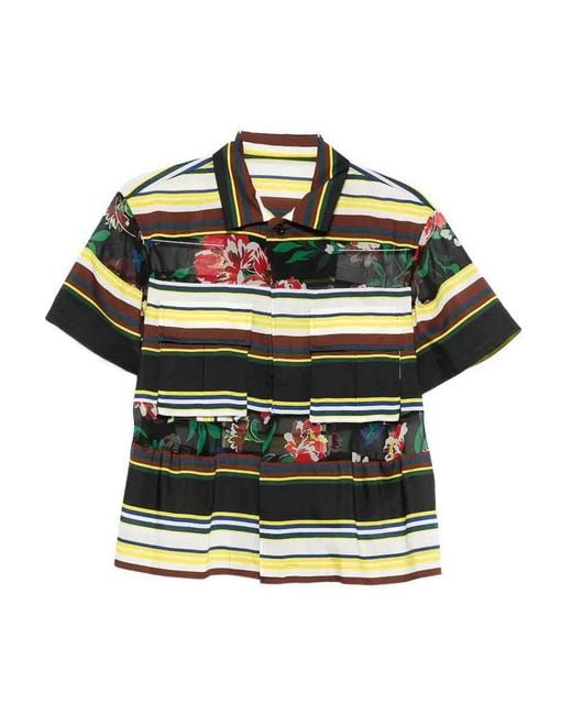 Sacai Green Pattern Mix Shirt