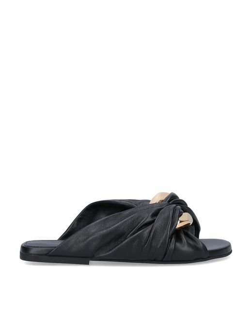 JW Anderson Women's Chain Leather Mules - Black | Coggles