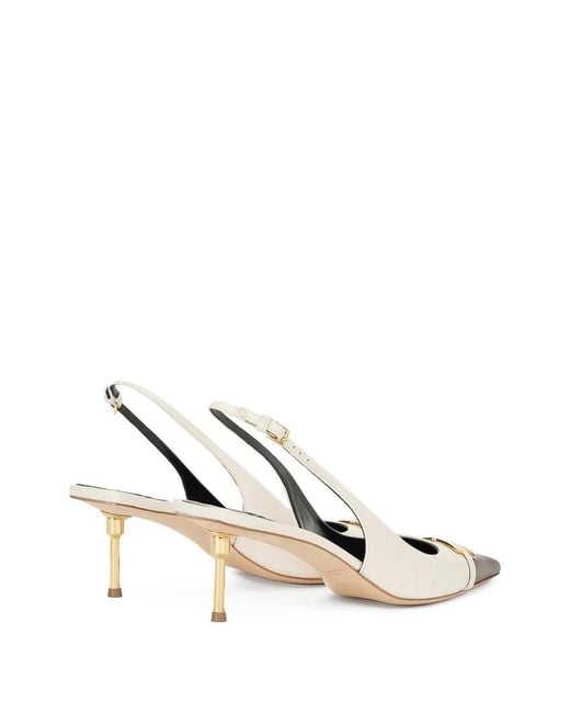 Elisabetta Franchi Natural Two-Tone Leather Slingbacks