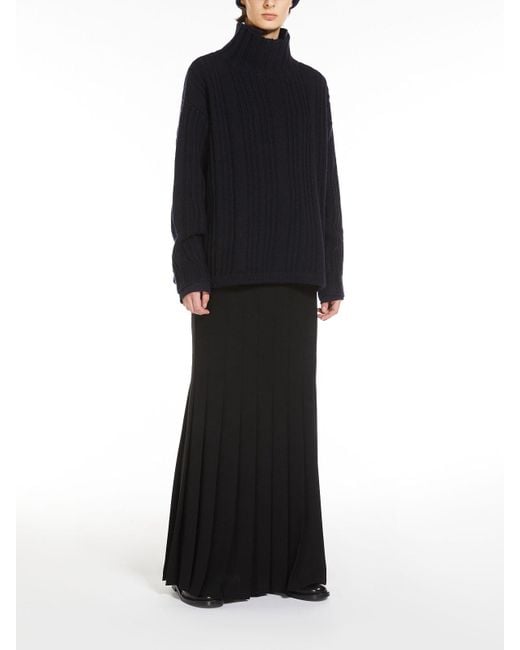 Max Mara Blue Vitalba Wool And Cashmere Polo-Neck Jumper