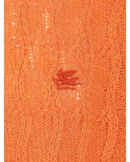 Etro Orange Cashmere Sweater for men