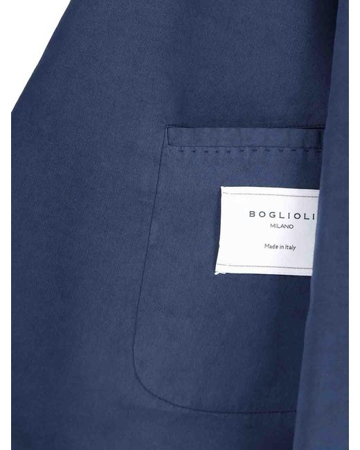 Boglioli Blue Double-Breasted Blazer for men