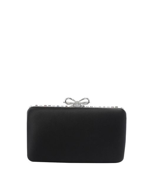 Self-Portrait Gray Multi Crystal Clutch