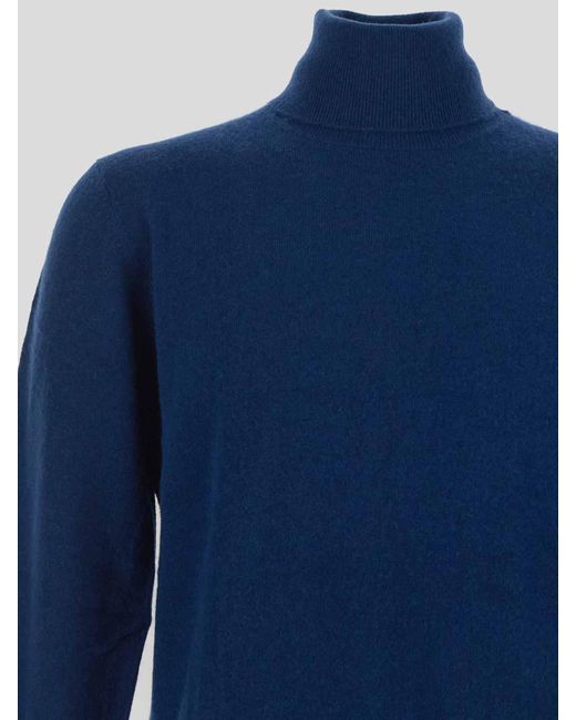 Laneus Knit Sweater In Ocean Blue With Turtleneck for men