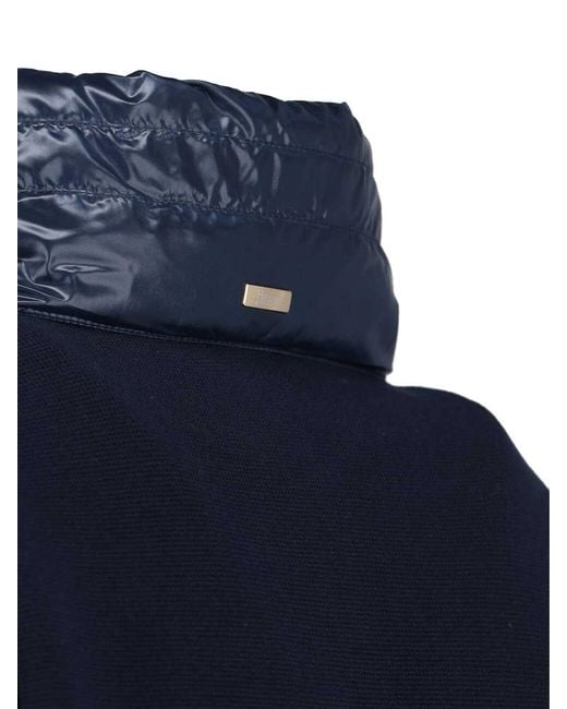 Herno Blue Knitted And Nylon Down Jacket