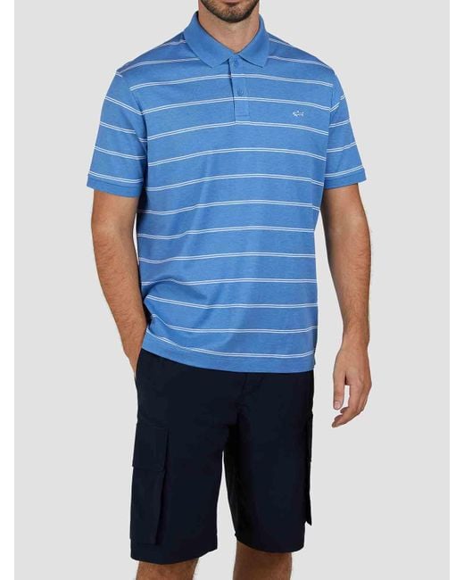 Paul & Shark Blue Double Pique Cotton Pole Lines for men