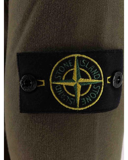 Stone Island Green Organic Cotton Sweatshirt With Hood for men