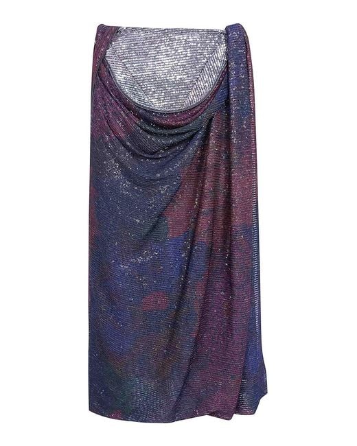 Maison Margiela Purple Sequins Draped Maxi Skirt