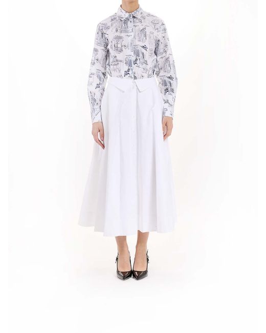 Karl Lagerfeld White Poplin Skirt
