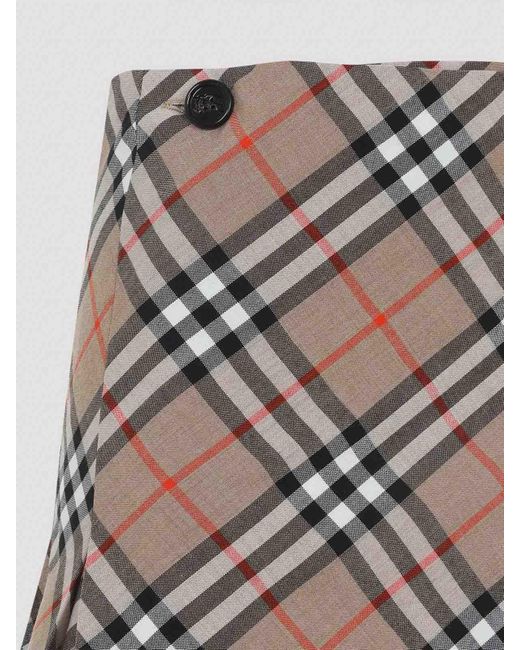 Burberry Gray Check Midi Skirt