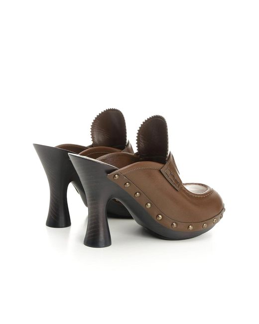 Burberry Brown Potter Leather Clogs