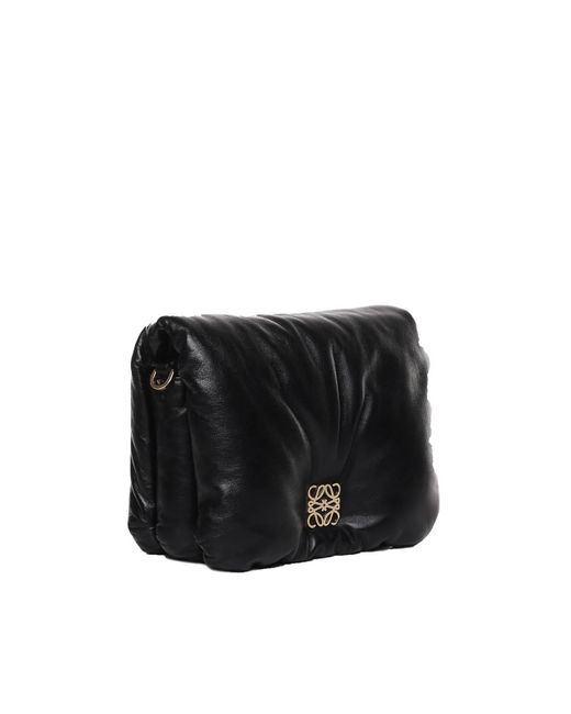 Loewe Black Puffer Goya Bag In Shiny Nappa Lambskin