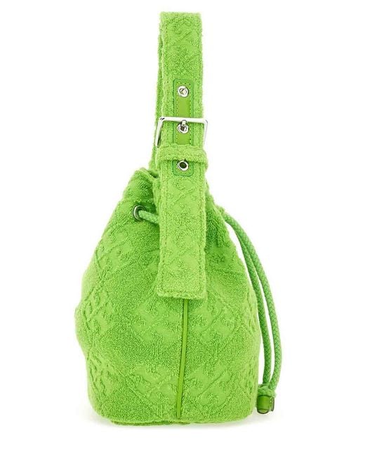 Tory Burch Green T Monogram Mini Bucket Bag