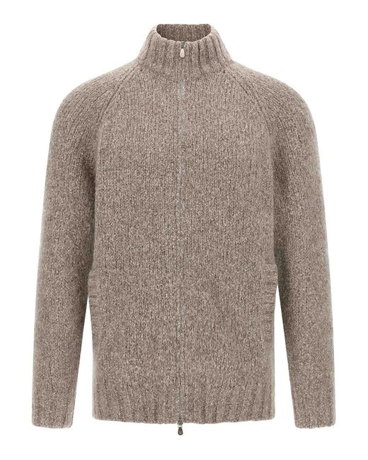 Brunello Cucinelli Gray Alpaca Wool Cardigan for men