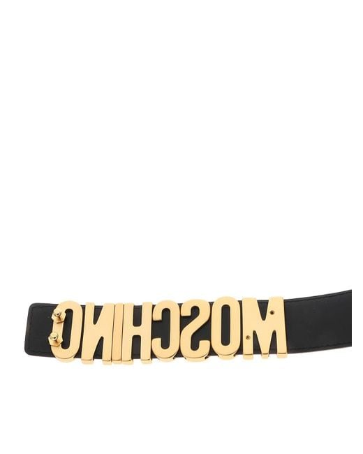 Moschino Black Cristal Metallic Letters Belt