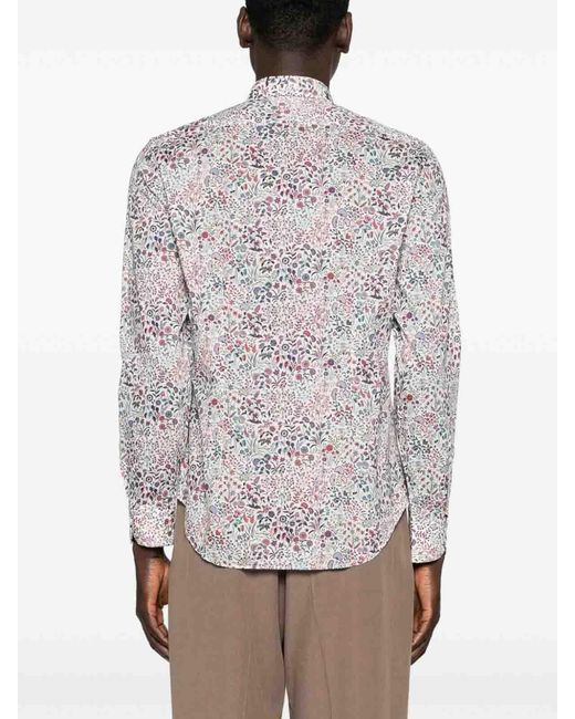 Paul Smith Multicolor Organic Cotton Floral Print Shirt for men