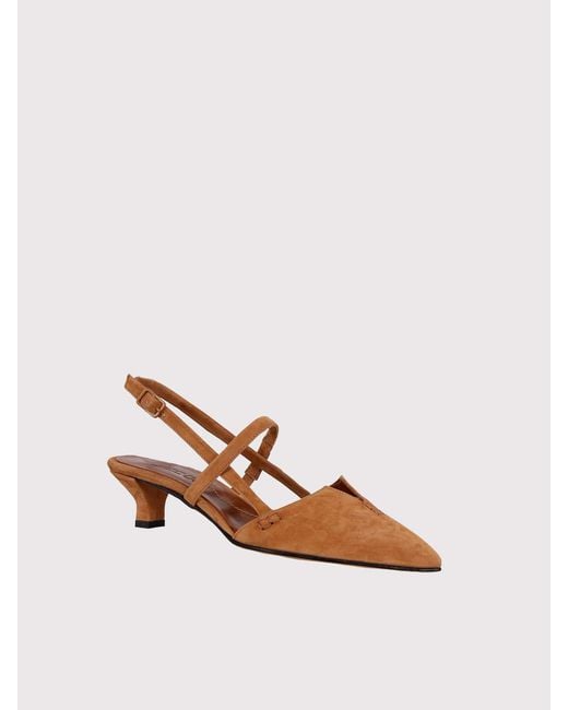 Pomme D'or Brown Suede Heeled Slingback