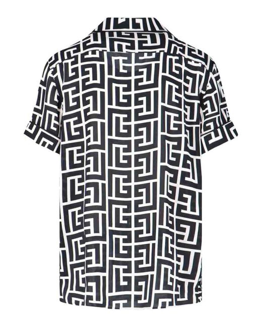 Balmain Black Relaxed Fit Short Sleeve Shirt for men