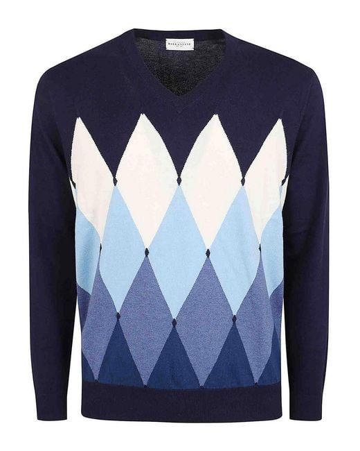 Ballantyne Blue V Neck Pullover for men
