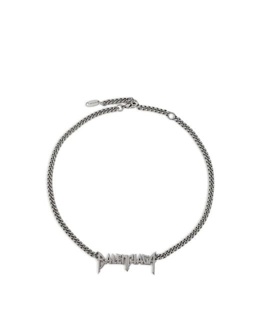 Balenciaga Metallic Typo Metal Necklace for men