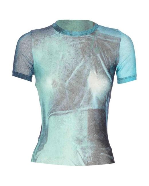 Jean Paul Gaultier Blue Mesh Baby T-Shirt Water Print