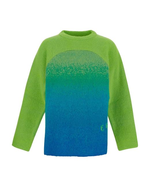 ERL Green Multicolor Crewneck With Long Sleeves for men