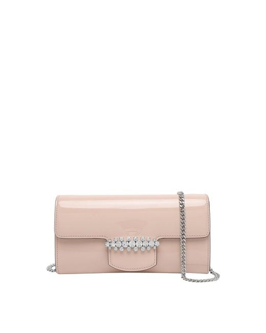 Jimmy Choo Pink Macaron Bing Chain Wallet