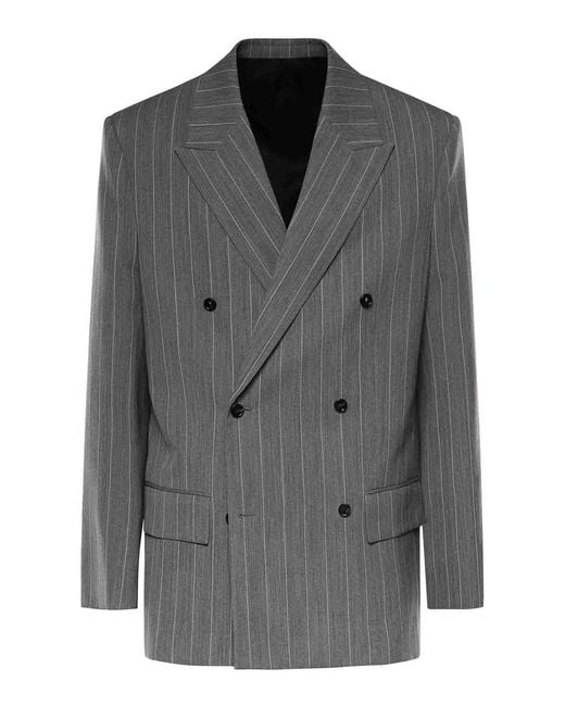 Bottega Veneta Gray Lightweight Wool Pinstripe Jacket for men