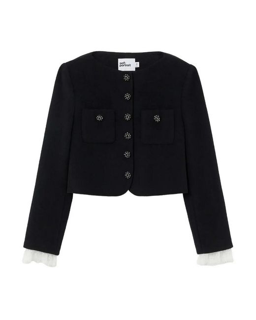 Self-Portrait Black Button Down Jkt