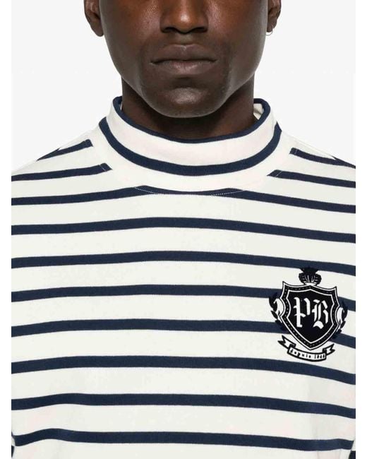 Balmain White Striped Long-Sleeve T-Shirt for men