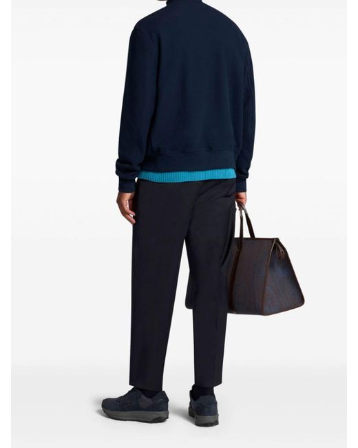 Etro Blue Bomber Jacket With Pegasus Embroidery for men