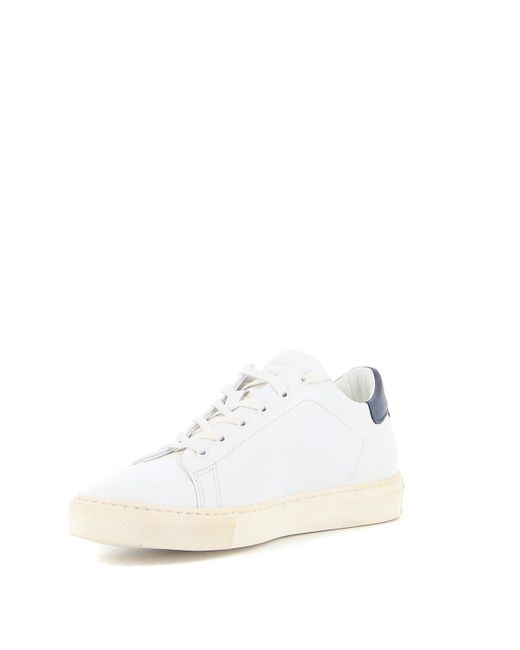 Paul & Shark White Perforated Logo Leather Sneakers for men