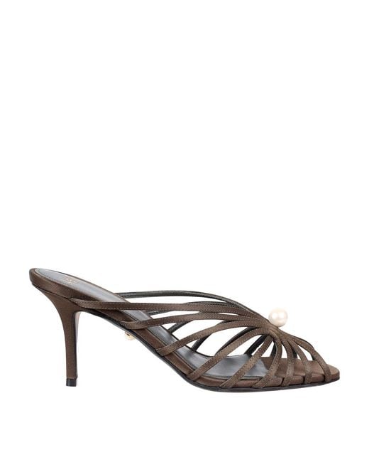 ALEVI Green Satin Mules With Diana Pearl