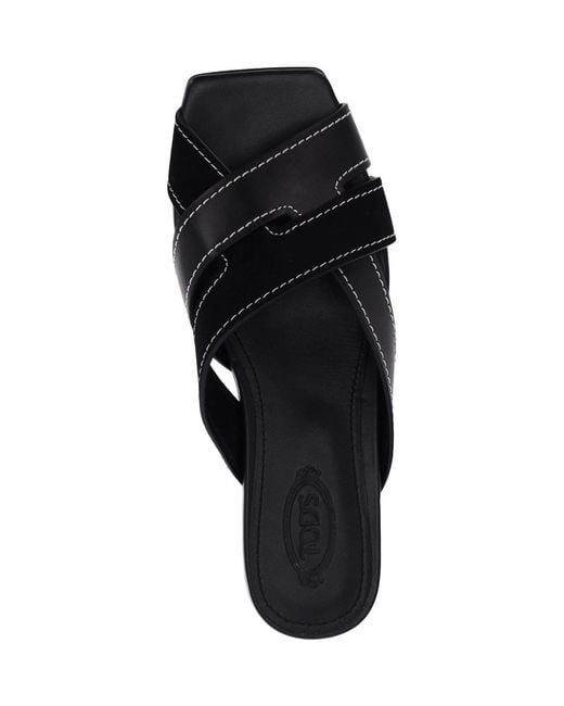 Tod's Black Leather Sandals