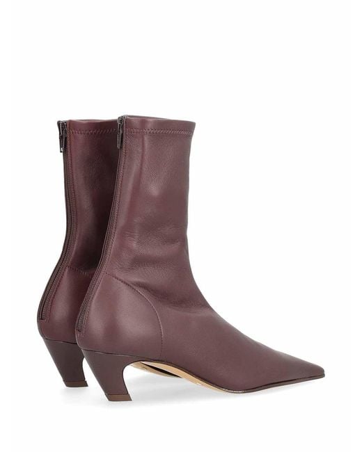 Khaite Brown Arizona Leather Ankle Boots