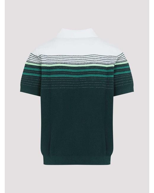 Casablanca Green Boucle Stripe Knitted Polo for men