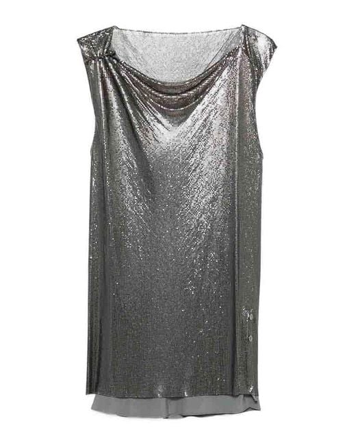 Versace Gray Chainmail Cowl-Neck Dress