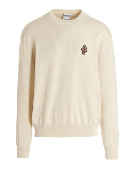 Marcelo Burlon White Sunset Cross Sweater With Front Logo for men