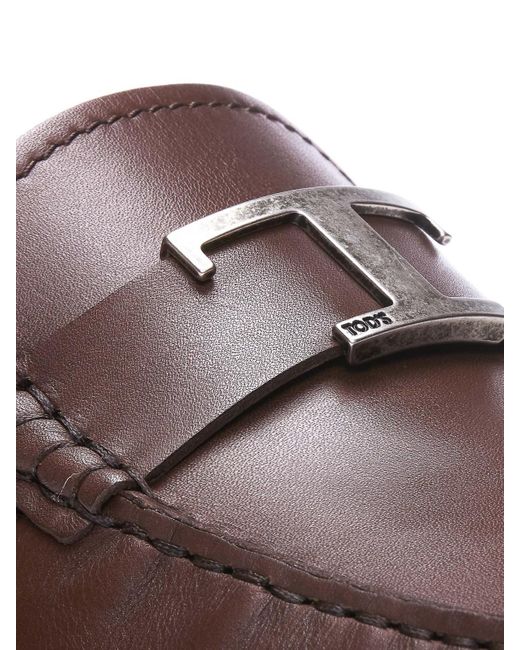 Tod's Brown Leather Gommini Loafers for men