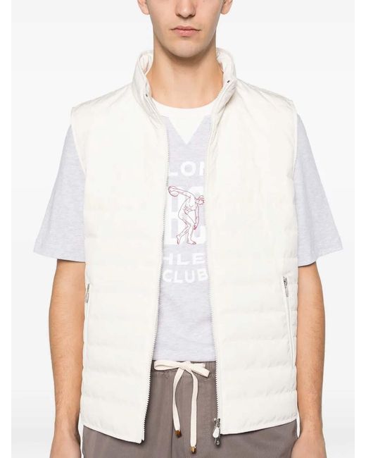 Brunello Cucinelli White Sleeveless Jacket for men