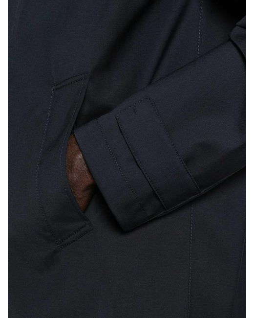 Herno Blue 3 Layers Wool Storm Fabric Raincoat for men