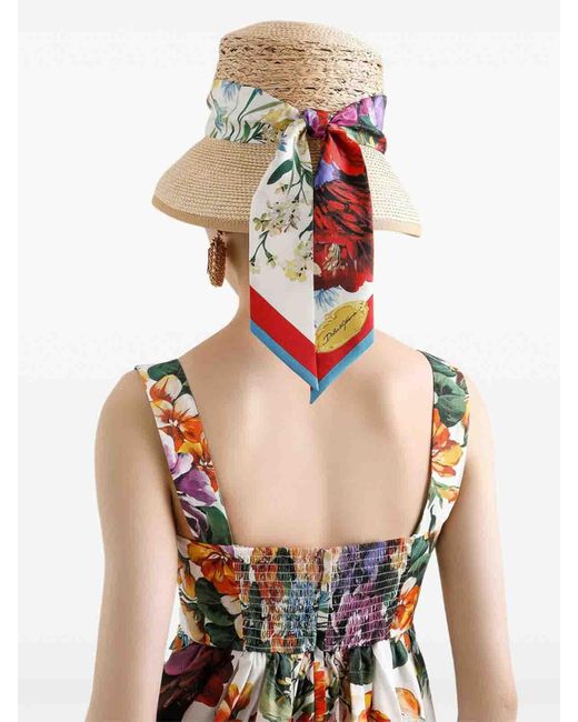 Dolce & Gabbana Red Flower Bouquet-Printed Mini Poplin Dress