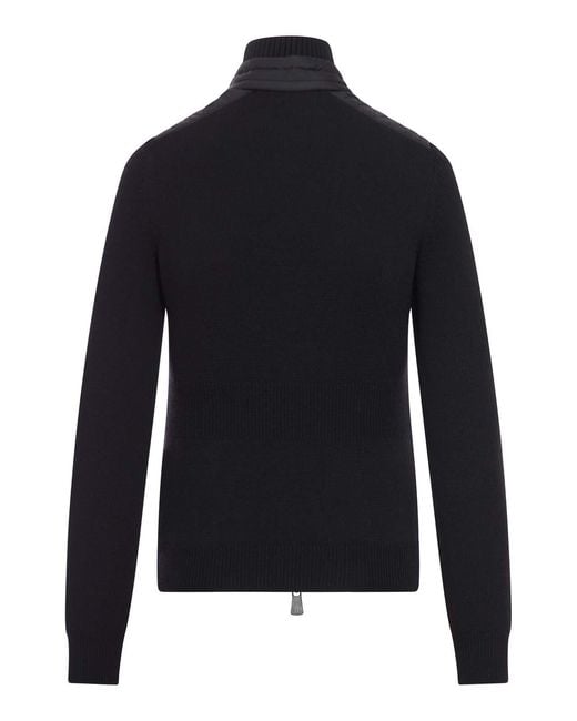 Moncler Blue Wool Padded Cardigan With Zip