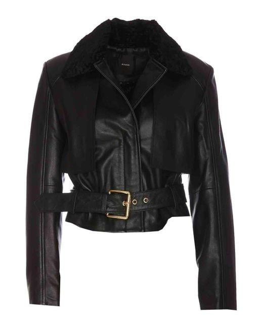 Pinko Black Geppetto Leather Jacket
