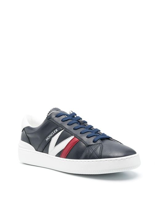 Moncler Blue Monaco Low Leather Sneakers for men