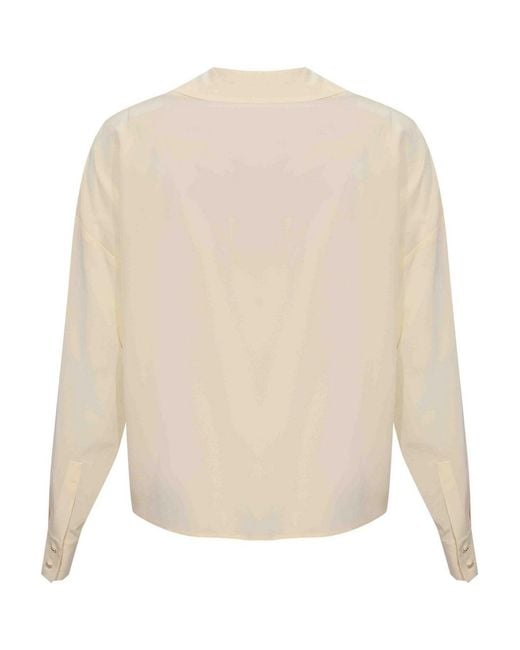 Max Mara Natural Mstcolono Silk Blouse With Bow Tie