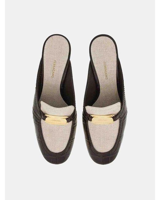 Ferragamo White Sabot