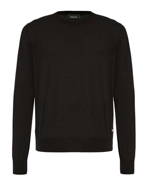 DSquared² Black Cotton Sweater for men