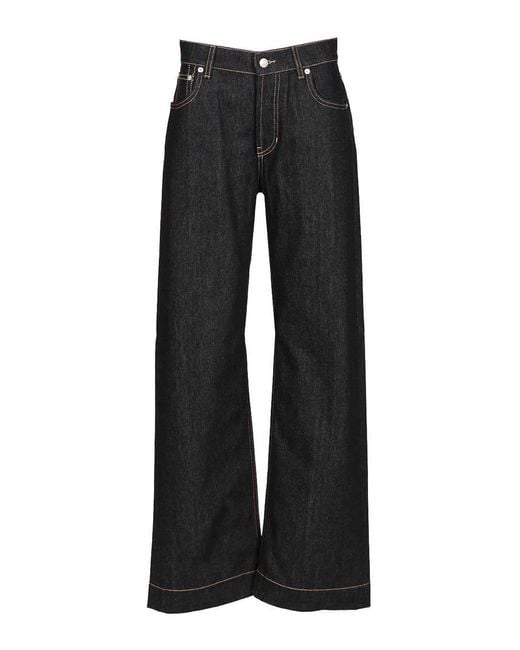 McQueen Black Wide Leg Jeans for men
